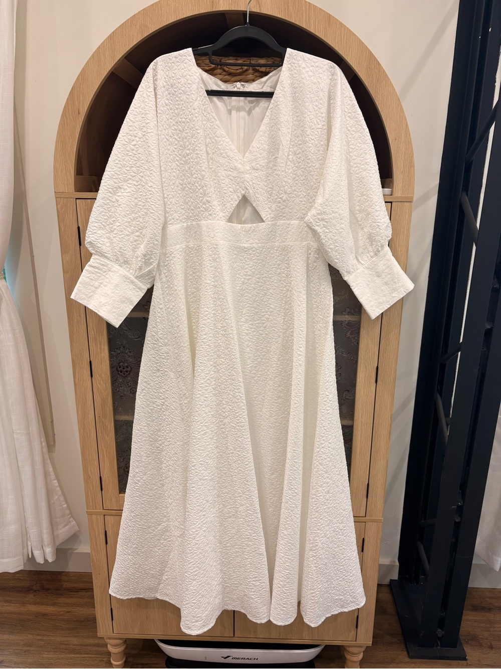 Showpo White Textured V-Neck Maxi Dress
